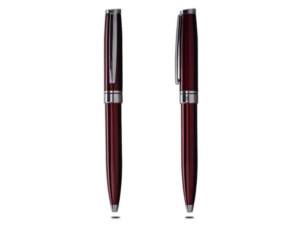 Asterisk Red colour glossy metal pen with chrome rings for corporate gifting