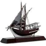 Baghlah arabic dhow boat model made of metal silver wood supplier and wholesaler for traditional gifts in dubai