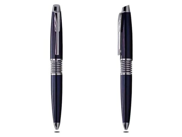 bloogayle blue colour fat ball pen with chrome spiral spring design with twist open function for corporate gifting
