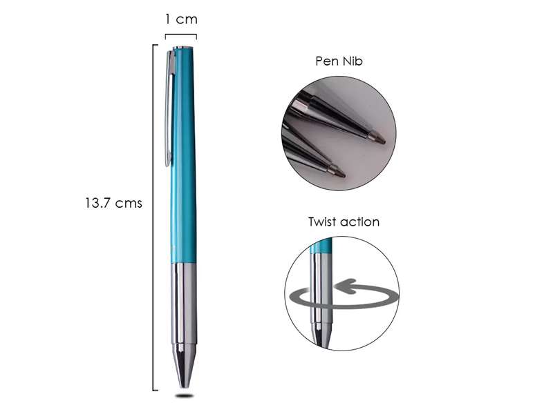 Duke aqua blue colour metal body twist action corporate pen for event giveaways and corporate gifting in dubai