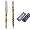 Duke serpent pattern beige colour fountain pen and roller pen set with a classy box for corporate gift to employee or client in UAE
