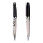 Nacre marble finish twist action metal pen in white colour for corporate gifting