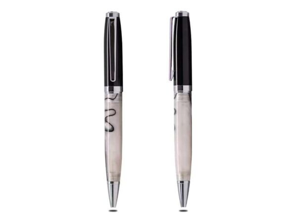 Nacre marble finish twist action metal pen in white colour for corporate gifting