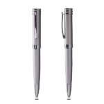 Scarlet silver colour metal pen with chrome rings for corporate gifts
