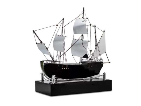 European boat model made of lacuqer finish wood and silver metal apt dubai souvenir or traditional gift for retiring employee in dubai
