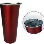 Stylish coffee mug with sliding lid made out of stainless steel