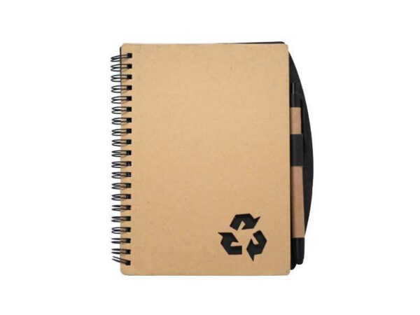 Eco friendly ecohelix spiral binded notebook in black colour with matching pen for corporate gift in Dubai