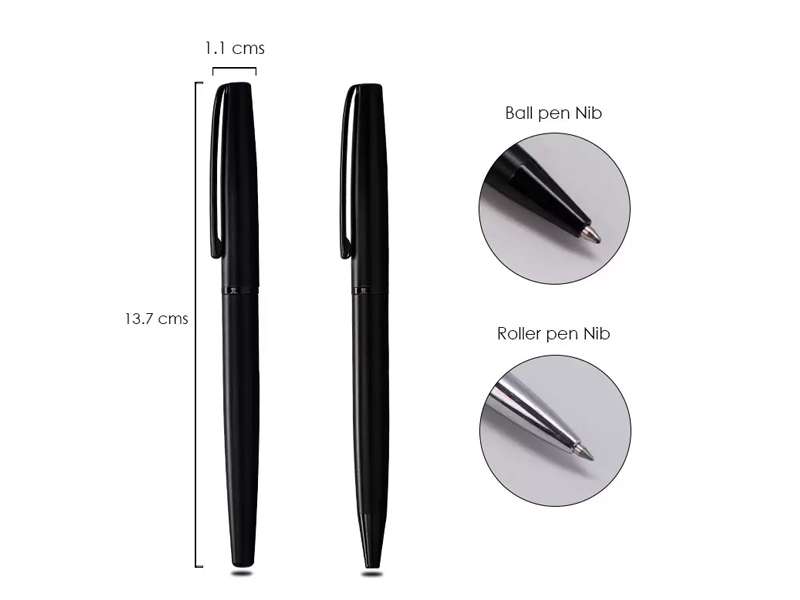 Lacklustre black ball pen and roller pen set for corporate gifting in dubai stationery item wholesaler supplier