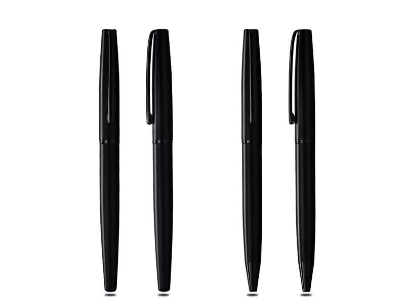 Lacklustre black ball pen and roller pen set for corporate gifting in dubai stationery item wholesaler supplier