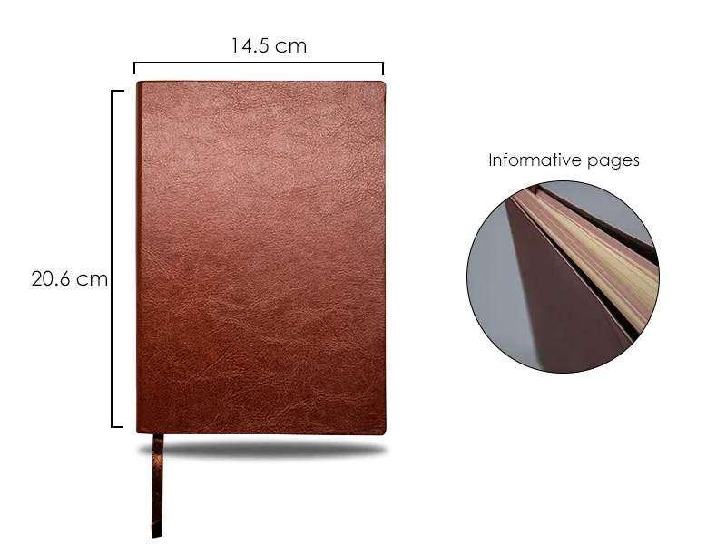 Softy A5 glossy leatherette notebook in brown colour and bookmark in Dubai