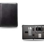 Ion black leather smart office folder with inbuilt powerbank