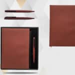 Brown premium note book gift set with matching pen for corporate gift in Dubai UAE