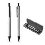Duo pen pencil gift set with ball pen and pen pencil in grey and black colour for corporate gifting