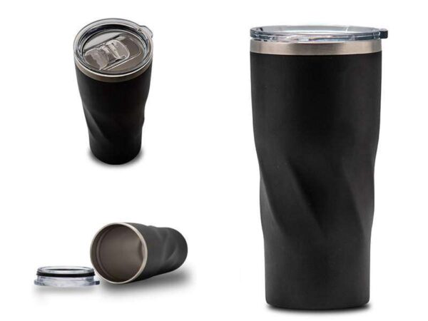 matt Black wrambler 500 ml stainless steel double wall mug with transparent lid with silicon ring corporate gift drinkware in dubai