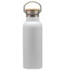 Spry 500 ml Stainless steel water bottle flask with handle and bamboo lid in White colour
