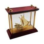 Arabian dhow golden metal boat model in acrylic wooden case wholesale in dubai
