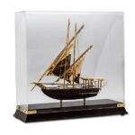 Arabic wooden metal boat model for traditional gifting to retiring employees or as Dubai souvenir