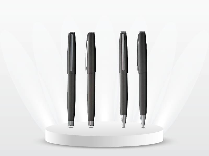 Gemini grey colour metal pen set of ball and roller pen for corporate gifting or promotional giveaway in Dubai