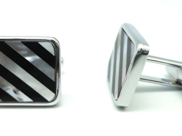 mop black and silver striped cufflinks in uae