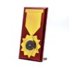 Metal star Gold trophy with wooden base and clock, Trophy supplier in Dubai