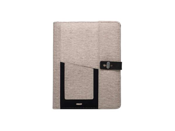 Bevogue Italian textured leatherette cross functional a5 notebook organizer with phone holder notebook in beige color with many pockets in Dubai