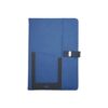 Bevogue Italian textured leatherette cross functional a5 notebook organizer in blue color with phone holder with many pockets in Dubai
