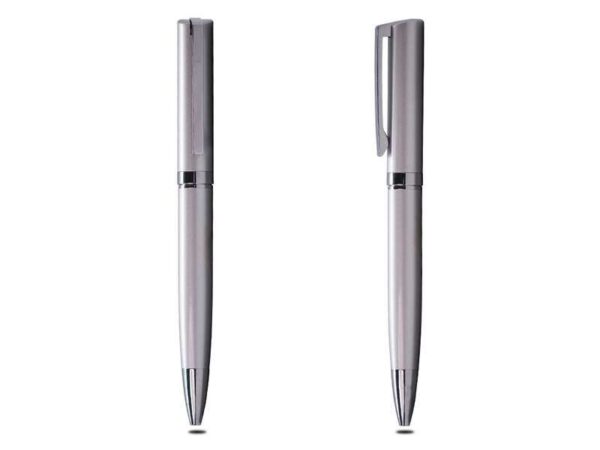Onyx Silver colour metal pen with chrome ring for corporate gifting