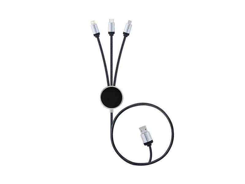Longman's 3-in-1 Charging Cable with Engraved Logo Light-Up Effect