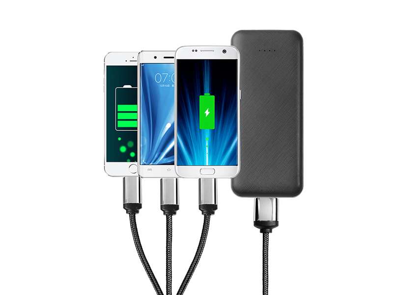 mobile phones charging by using Longman's 3-in-1 charging cable with light up logo