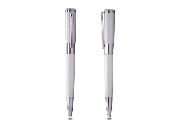 Foreman White and silver metal body roller pen for corporate gifting and promotional giveaway in dubai