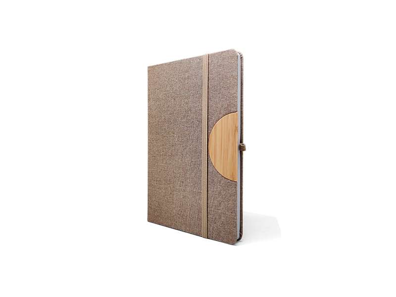 Caro - A5 sized notebook with mobile phone holder in ivory color, Stylish Corporate Gift Option
