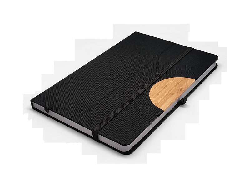 Caro - Black A5 sized notebook with mobile phone holder, Versatile Notebook for Students, Professionals, and Gifting