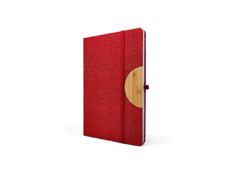 Caro Notebook with mobile phone holder in red color, corporate gift items