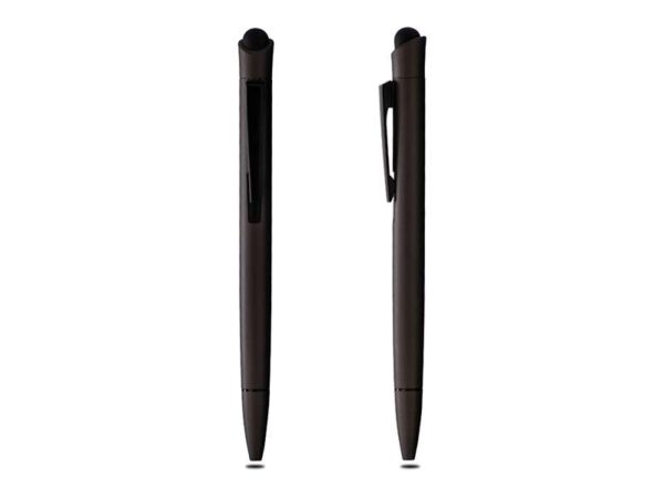 Stylet- metal body ballpoint pen in grey color, Ideal promo gift for smooth writing & digital navigation.