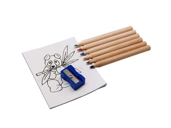 Chesta - set of different colored pencils, pencil sharpener, and coloring sheets. Wholesale pencil supplier in UAE, corporate gift items in Dubai