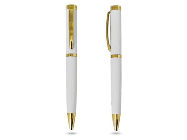 Grabb -White, Ballpoint pen with gold trimmings. Wholesale pen supplier in UAE