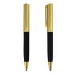 Onyx black colour metal pen with golden trimmings for corporate gifting