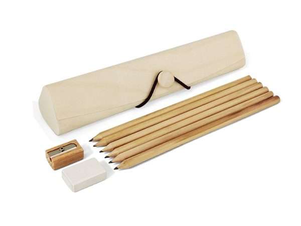Staco pencil set with 6 pencils and a Pencil sharpener and eraser, Corporate gift items supplier, school supply, stationery supply, wholesale supplier in UAE