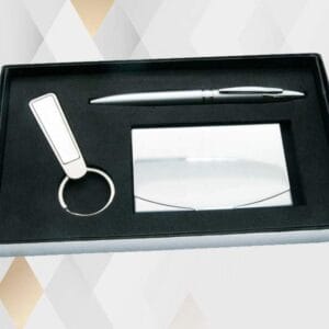 3pc cardcase set with business card case, keychain, & metal pen