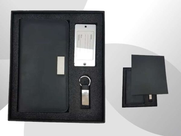 <b>Travel set go</b>  With leatherette Passport holder, metal luggage tag, & key chain