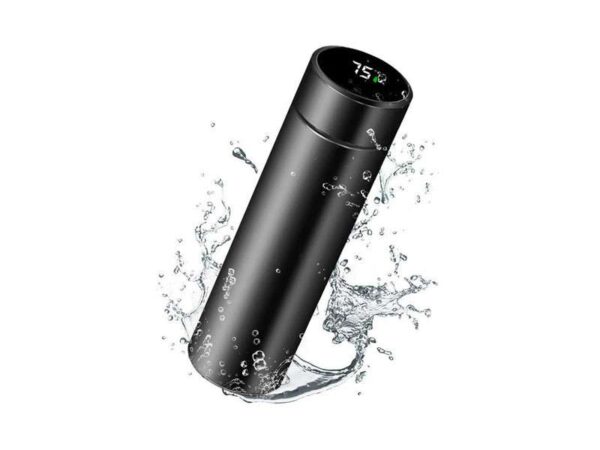 <b>Flacon - Black</b> (500ml)<br>Stainless steel bottle with temperature display - Image 2