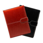 Leather notebooks with clasps, red and black