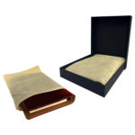 Leather notebook with cloth cover and box