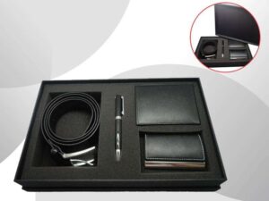 Luxury gift set with wallet, belt, and pen