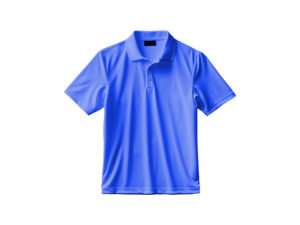 Blue polo shirt on white background