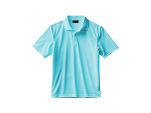 Light blue polo shirt front view