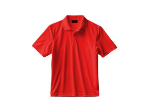 Red polo shirt with a collar and buttons