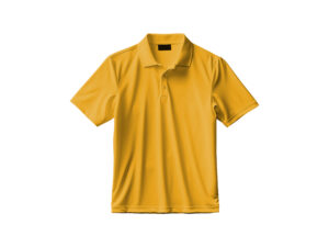 Yellow polo shirt on white background.
