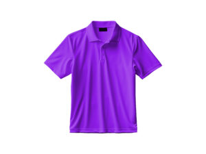 Purple polo shirt on white background.
