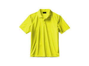 Yellow polo shirt on white background.